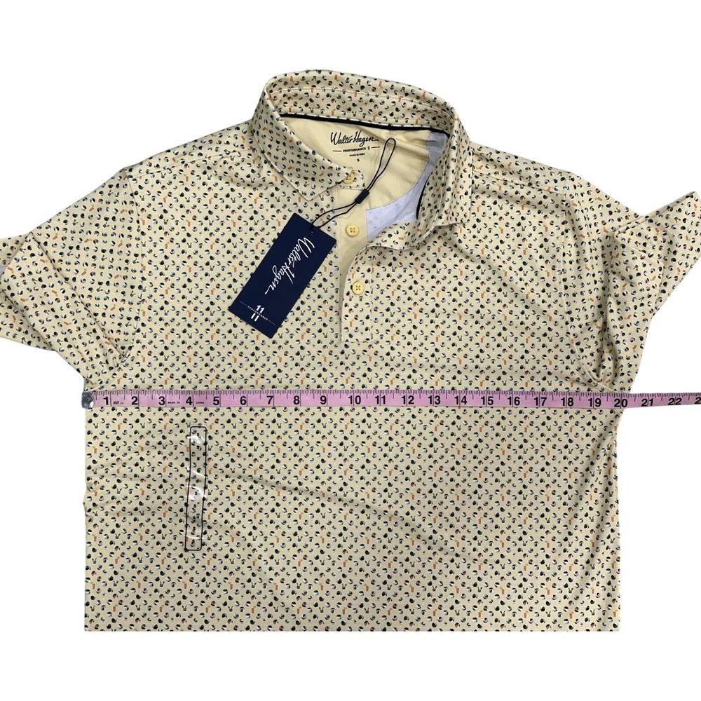 Walter Hagen Performance 11 Poolside Pale Yellow Print Polo Golf Stretch Mens S - Picture 2 of 10